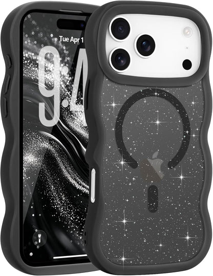 Pepmune for iPhone 16 Pro Max Case Curly Wavy Frame Translucent, Burgundy