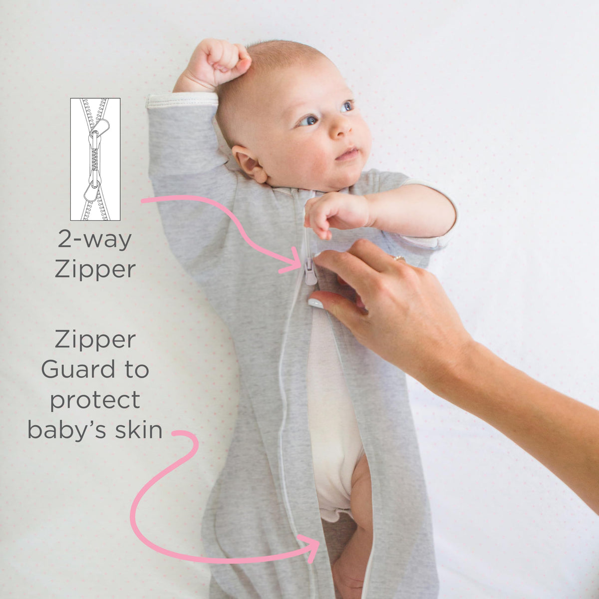 SwaddleDesigns Transitional Swaddle Sack, Cotton, Heathered Gray, 6-9mo