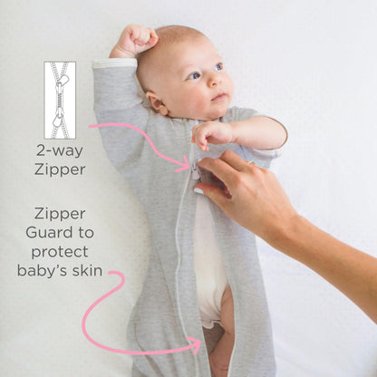 SwaddleDesigns Transitional Swaddle Sack, Cotton, Heathered Gray, 6-9mo