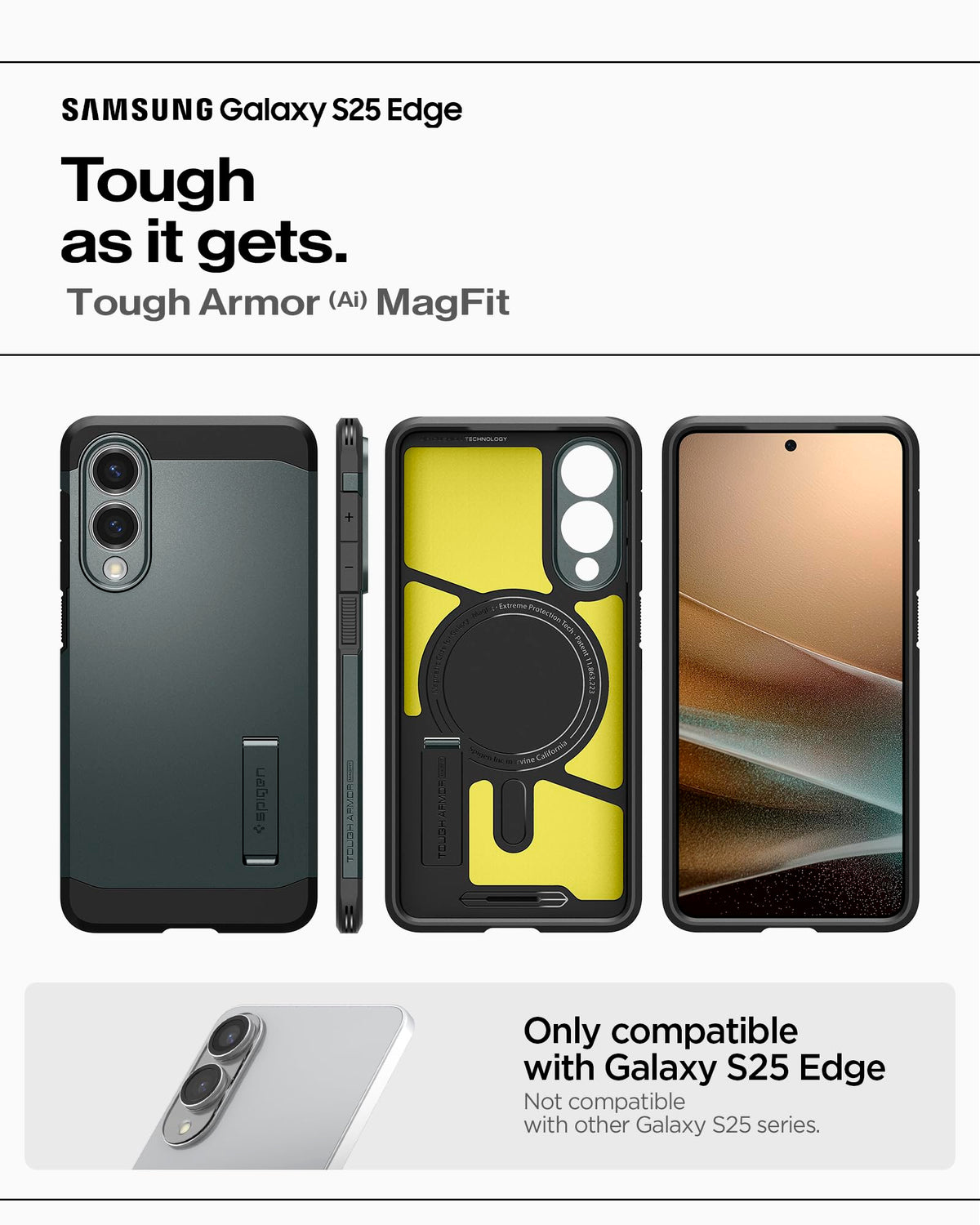 Spigen for Galaxy S26 Case, Tough Armor MagFit [Kickstand] [Compatible with MagSafe] [Military-Grade Protection] - Black
