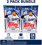 2025 Topps Series 2 Baseball Factory Sealed Pack Bundle, 2 Packs, 24 Cards Total, MLB Trading Cards