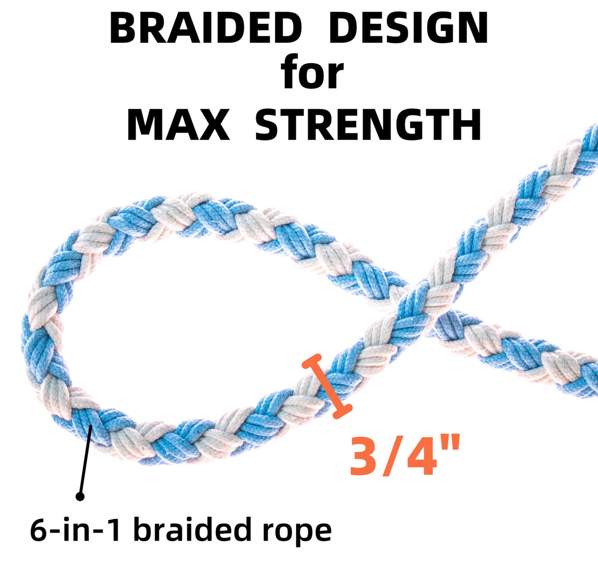 5FT Braided Cotton Rope Leash for Small, Medium and Large Dogs, Red & White Twist