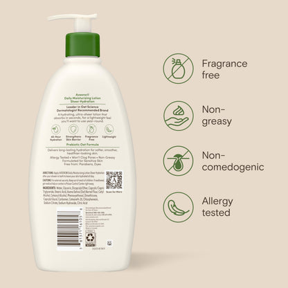 Aveeno Daily Moisturizing Body Lotion, Fragrance-Free, 18 fl. oz