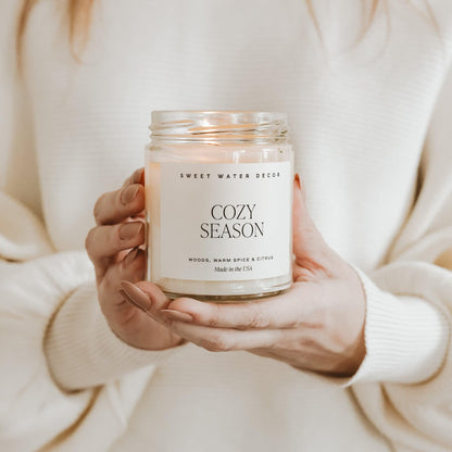 Sweet Water Decor Cinnamon Roll Candle, 9oz Clear Jar, Fall Scent