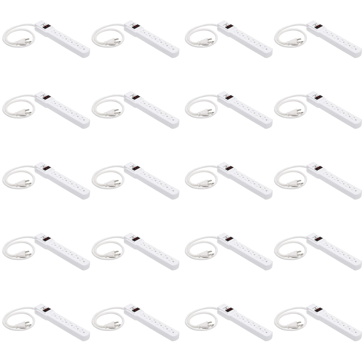 Amazon Basics Surge Protector Power Strip, 6-Outlet with 200J Protection, Circuit Breaker, LED Indicator, On/Off Switch, Wall-Mounting, 2ft Extension Cord, White, 2-Pack