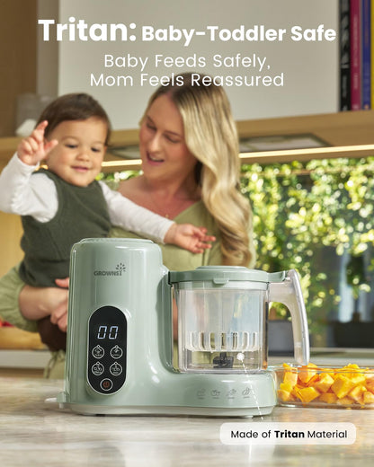 Grownsy Baby Food Maker, Steamer & Blender Baby Food Processor, Dark Grey