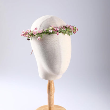 Pink Bohemian Flower Crown, Fairy Babys Breath Flower Headband