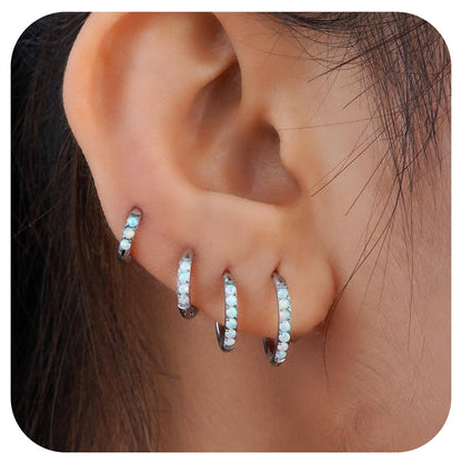 1Pair 316L Surgical Steel Opal Small Hoop Earrings for Women Hypoallergenic Medical Grade Lightweight For Cartilage Helix Daith Tragus Lobe Piercing Jewelry