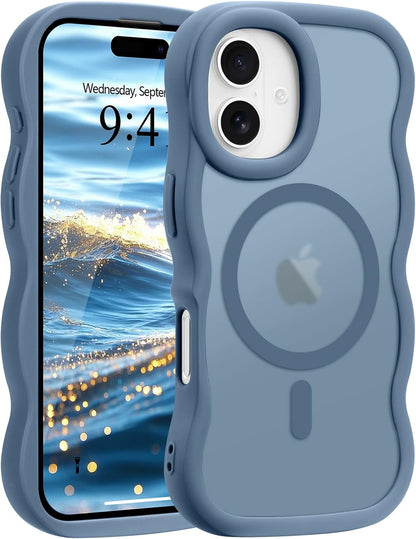 Pepmune for iPhone 16 Pro Max Case Curly Wavy Frame Translucent, Burgundy