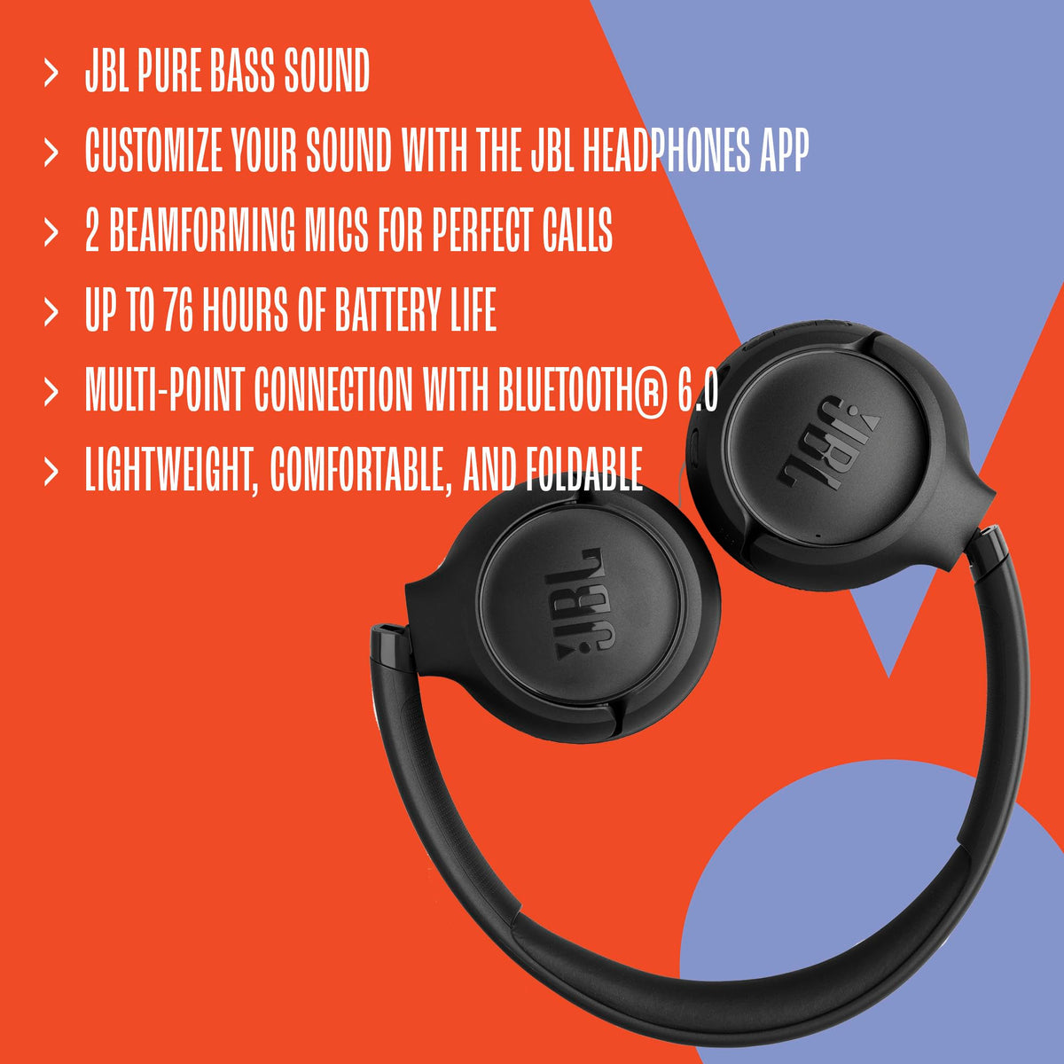 JBL Tune 530BT - Wireless on-ear headphones with Bluetooth® 6.0 (Black)