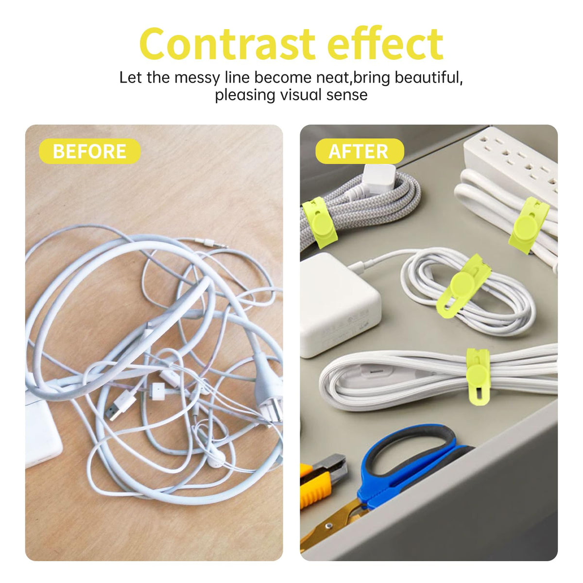 25 Pcs Silicone Cable Ties, Cable Ties Reusable, High Elasticity Cord Wraps for Electrical Cords, Cord Organizer for Earphone, Phone Charger(White)