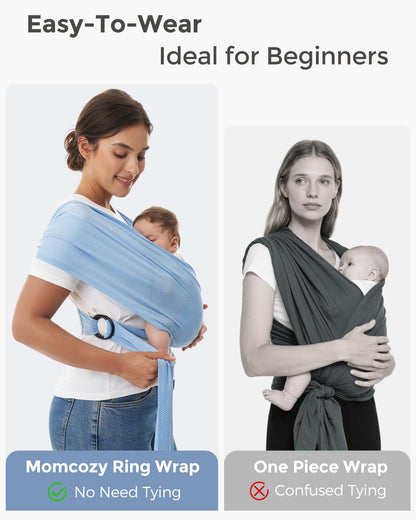 Momcozy Baby Wrap Carrier, Easy-On 2-Piece Design, Newborn to 33 lb