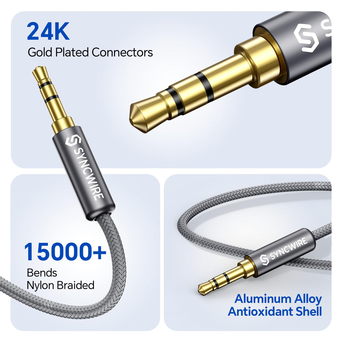 SYNCWIRE Headphone Splitter, 3.5mm Male to 2 Female Y Cable, Gold