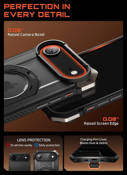 SUPCASE for iPhone 17 Case with Stand & Camera Control Button, Black