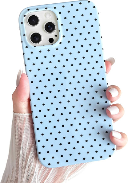 Yeddabox for iPhone 15 Case Cute Polka Dot Phone Case Soft TPU Slim Shockproof Phone Cover for Women Girls, Blue