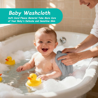 HOMEXCEL Baby Washcloths 24 Pack Microfiber Coral Fleece Soft Wash Cloths