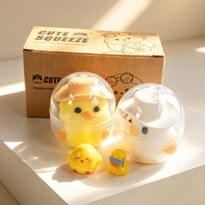 2-Pack Handmade Duck Chick Squishy Toys, Cute Stress Relief Squeeze Toys