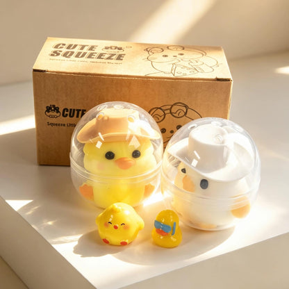 2-Pack Handmade Duck Chick Squishy Toys, Cute Stress Relief Squeeze Toys