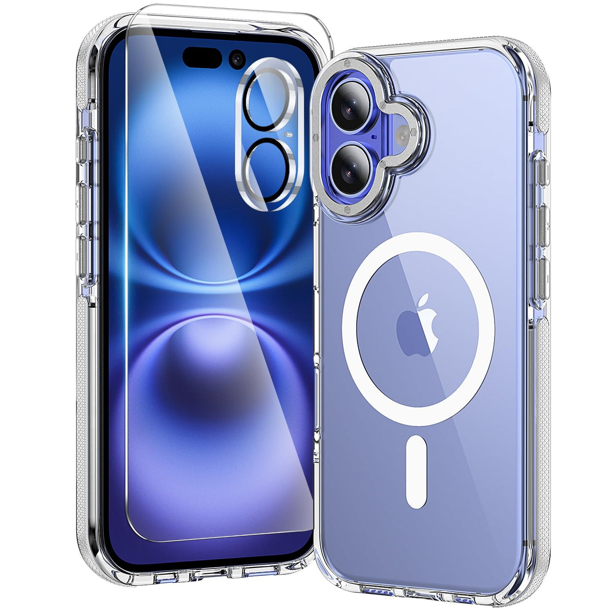 toushion 3 in 1 for iPhone 15 Plus Case Transparent