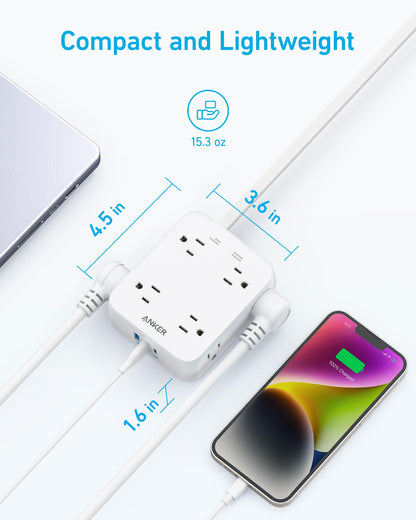 Anker Power Strip with 2000J Surge Protector, Outlet Extender, 20W, 8AC