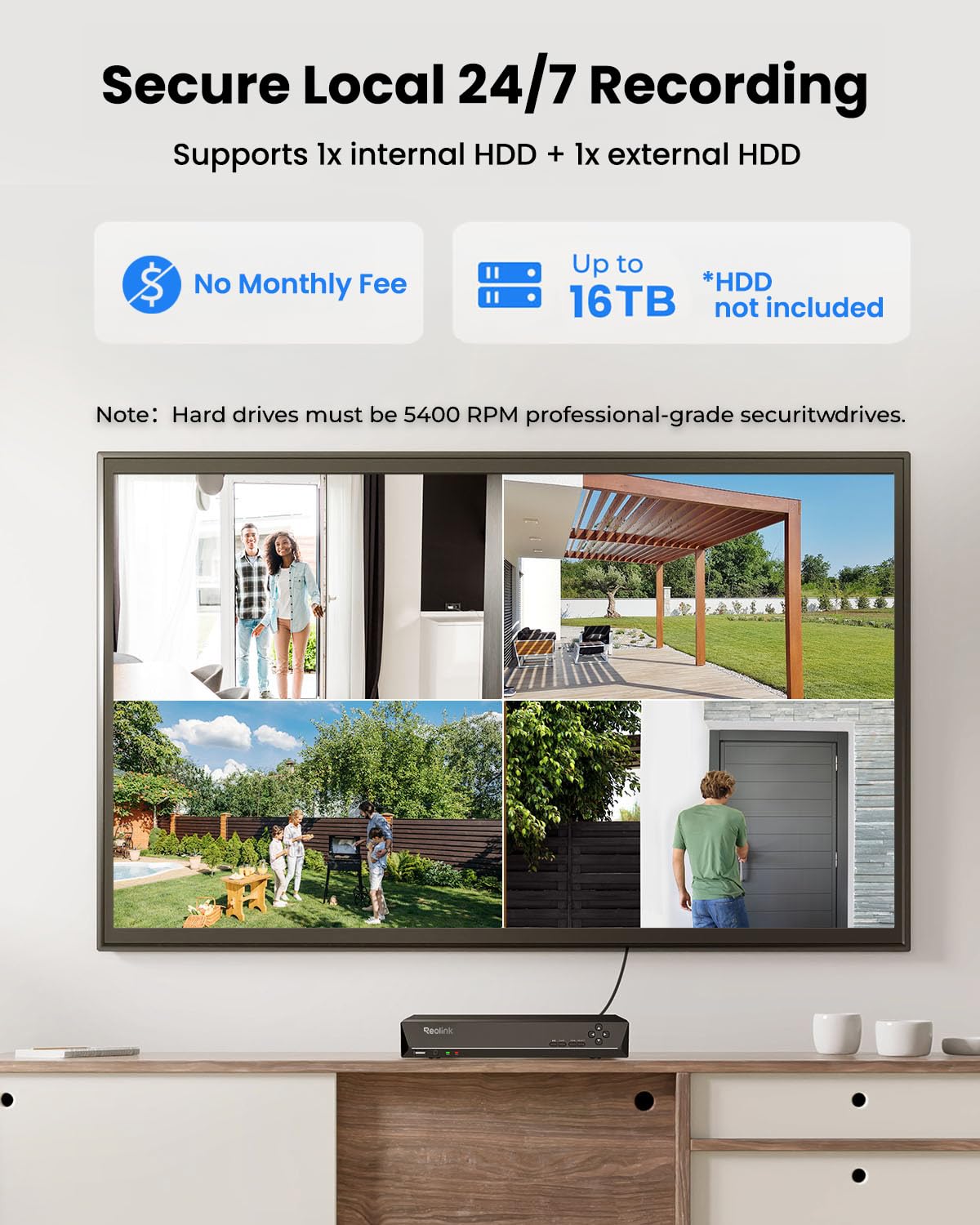 REOLINK 5MP 8CH Home Security Camera System with 2TB HDD RLK8-520D4-5MP