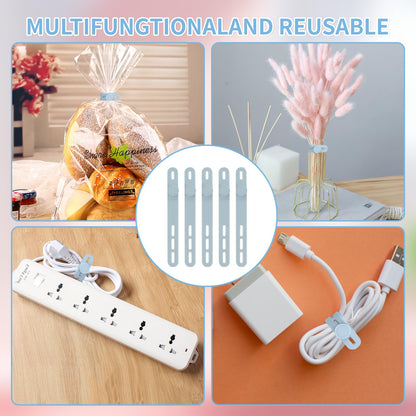 25 Pcs Silicone Cable Ties, Cable Ties Reusable, High Elasticity Cord Wraps for Electrical Cords, Cord Organizer for Earphone, Phone Charger(White)