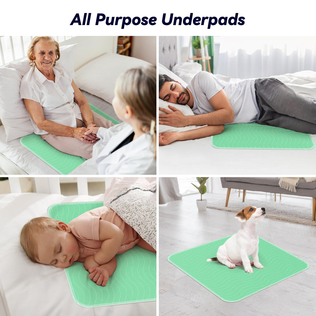 Fygrip 4 Pack 36” x 36” Extra Heavy Absorbency Washable Underpads Bed Pads