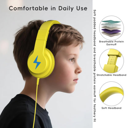 Candy Bila Wired Kids Headphones for School, Over-Ear for Boys Girls