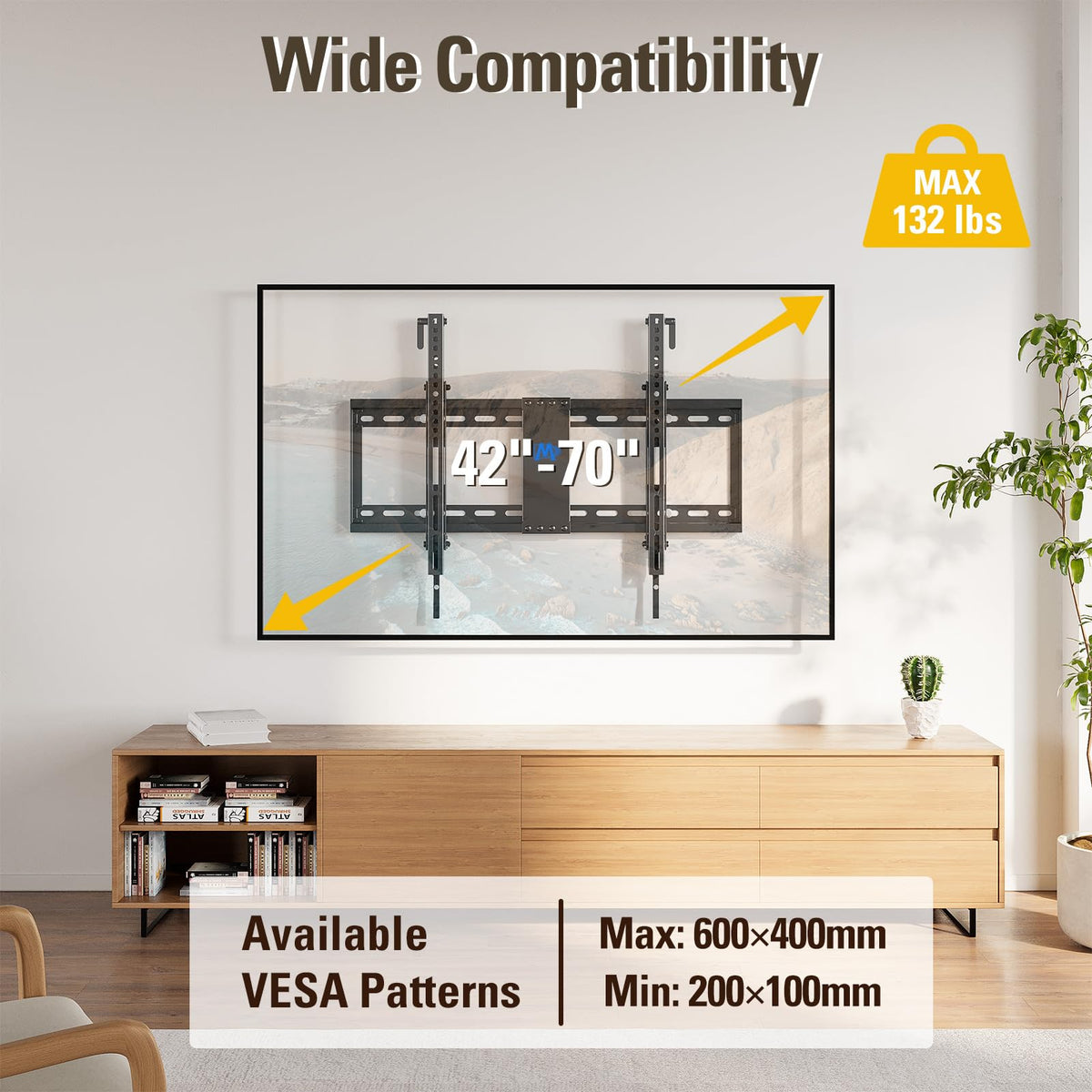 Mounting Dream TV Wall Mount for 42-86 Inch TVs, Tilting TV Mount Bracket