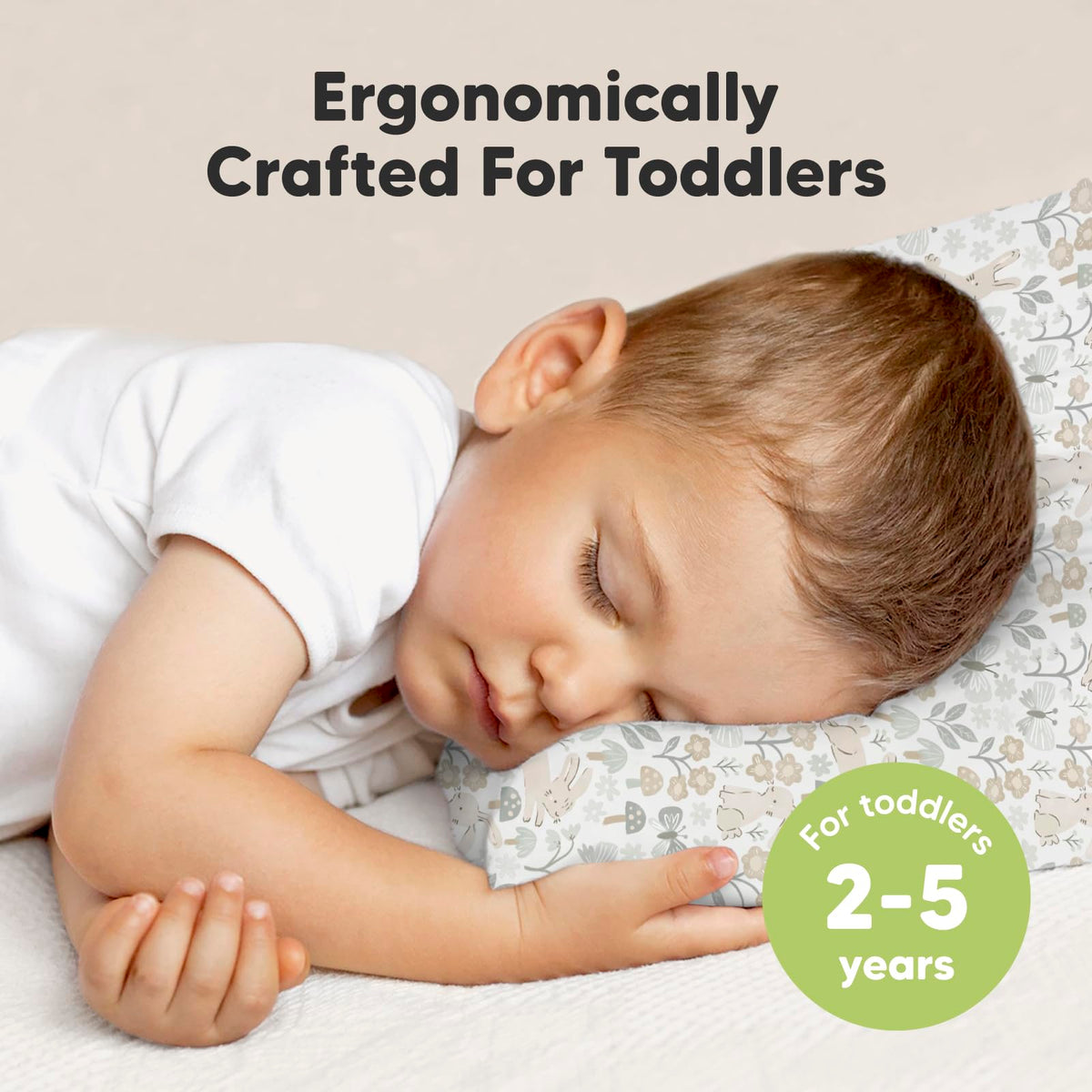 Toddler Pillow with Pillowcase 13x18 My Little Dreamy Pillow(Jolly Rainbow)