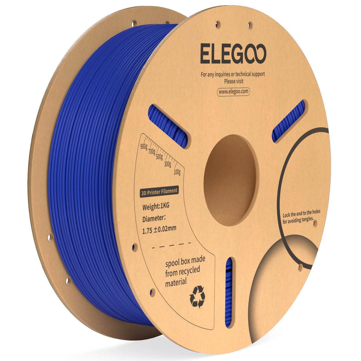 ELEGOO PLA Plus 3D Printer Filament 1.75mm White 2KG, Tougher & Stronger