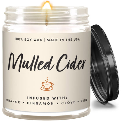 Wax & Wit Fall Candles for Home Scented – Apple, Cinnamon, Clove, Orange – Perfect Home Décor Gifts for Autumn, Holiday, Christmas, Winter - 9oz, Soy Wax, 50 Hour Burn