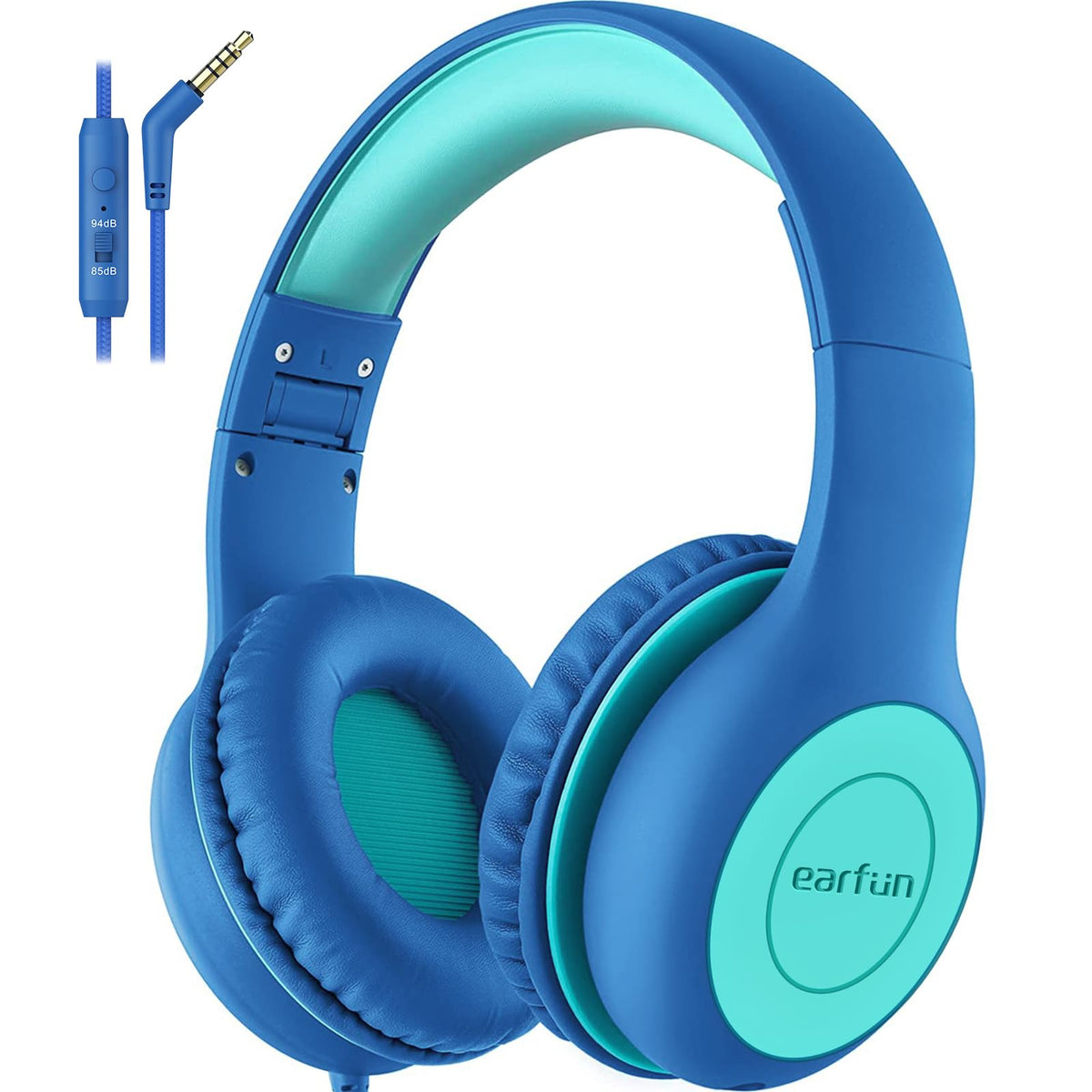 EarFun K1 Kids Headphones Wired with Mic, Volume Limit Headphones for Kids
