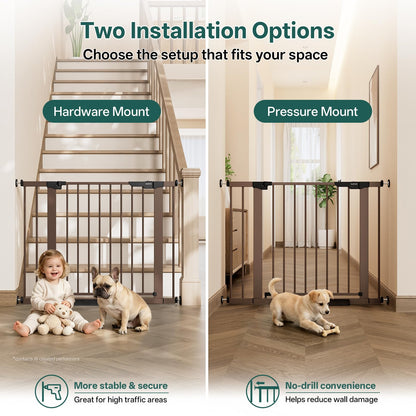InnoTruth 27-36.6 in Wide Baby Gate for Stairs and Doorways, Black