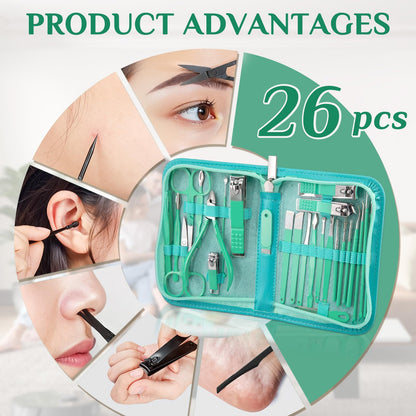 MINKINH Nail Clippers Set Manicure Pedicure Kit, 26-Piece Stainless Steel