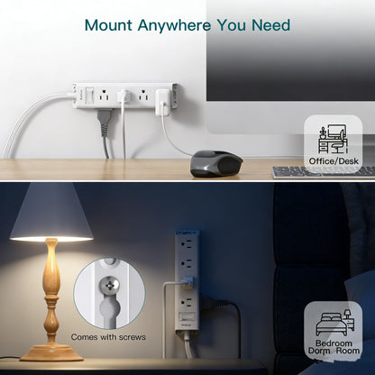 Flat Plug Power Strip, Ultra Thin Flat Extension Cord - 12 Outlets 3 Sides