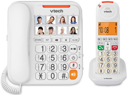 Vtech SA3100 Corded Senior Phone for Elderly with High-Contrast Large Buttons,Multilingual Talking Digits,Visual Ringer,Speed Dial,Speakerphone,No AC Power,Earpiece and Speakerphone Volume Control