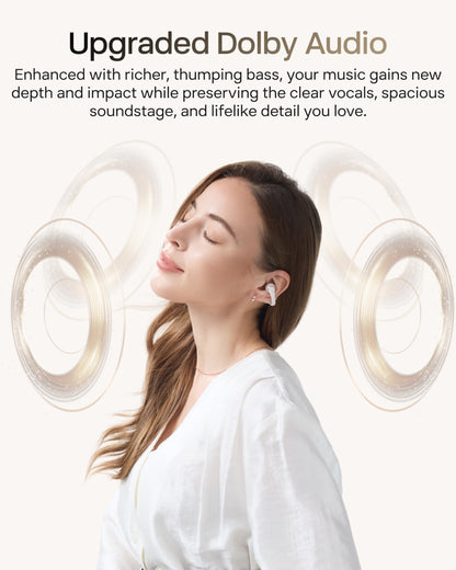 SHOKZ OpenDots 2 Open-Ear Clip-On Earbuds, Black, Dolby Audio, 3 Mics