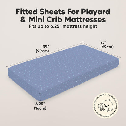 2pk Mini Crib Sheets Fitted 38x26 Pack N Play Mattress Sheet (Bumble Bear)