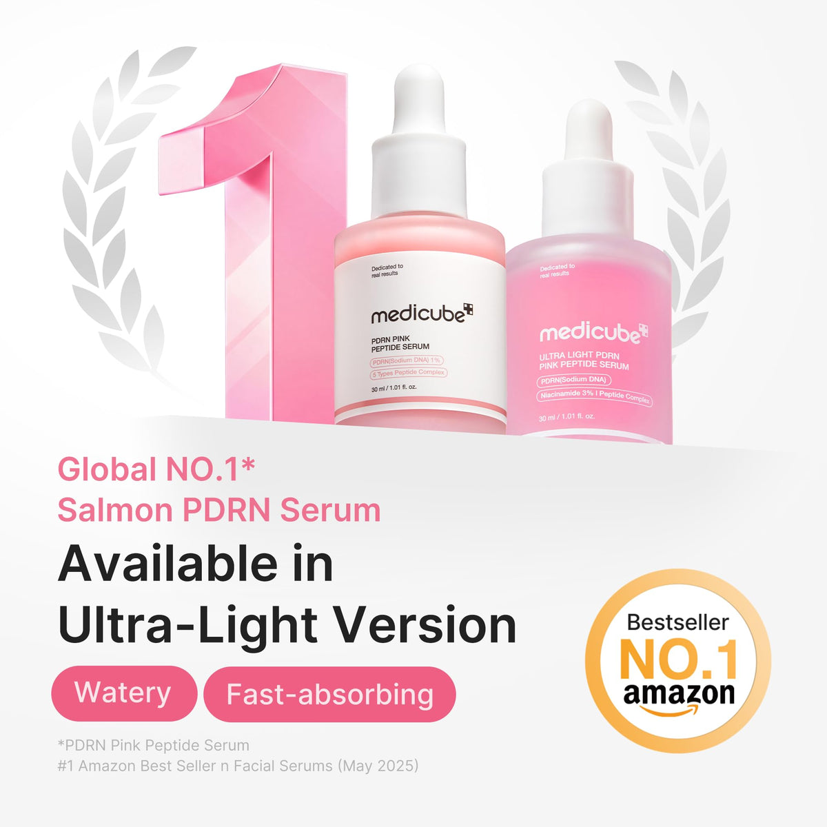 medicube PDRN Pink Peptide Serum with Salmon DNA, Firmer, Even-Looking Skin