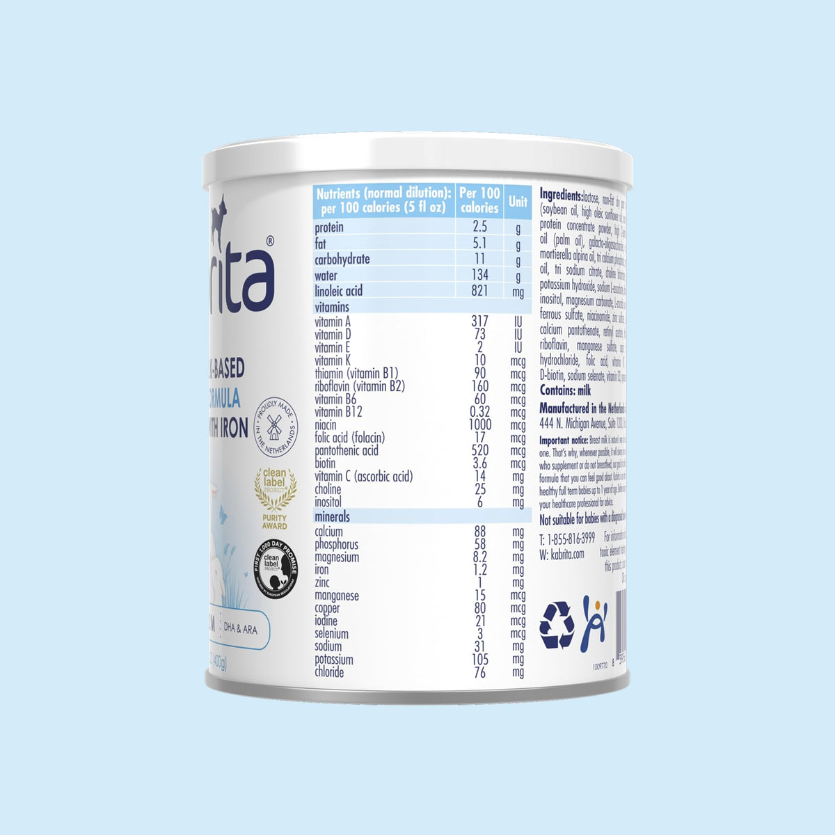 Kabrita Goat Milk Infant Formula Powder, Gentle Digestion, Non-GMO, 14 oz