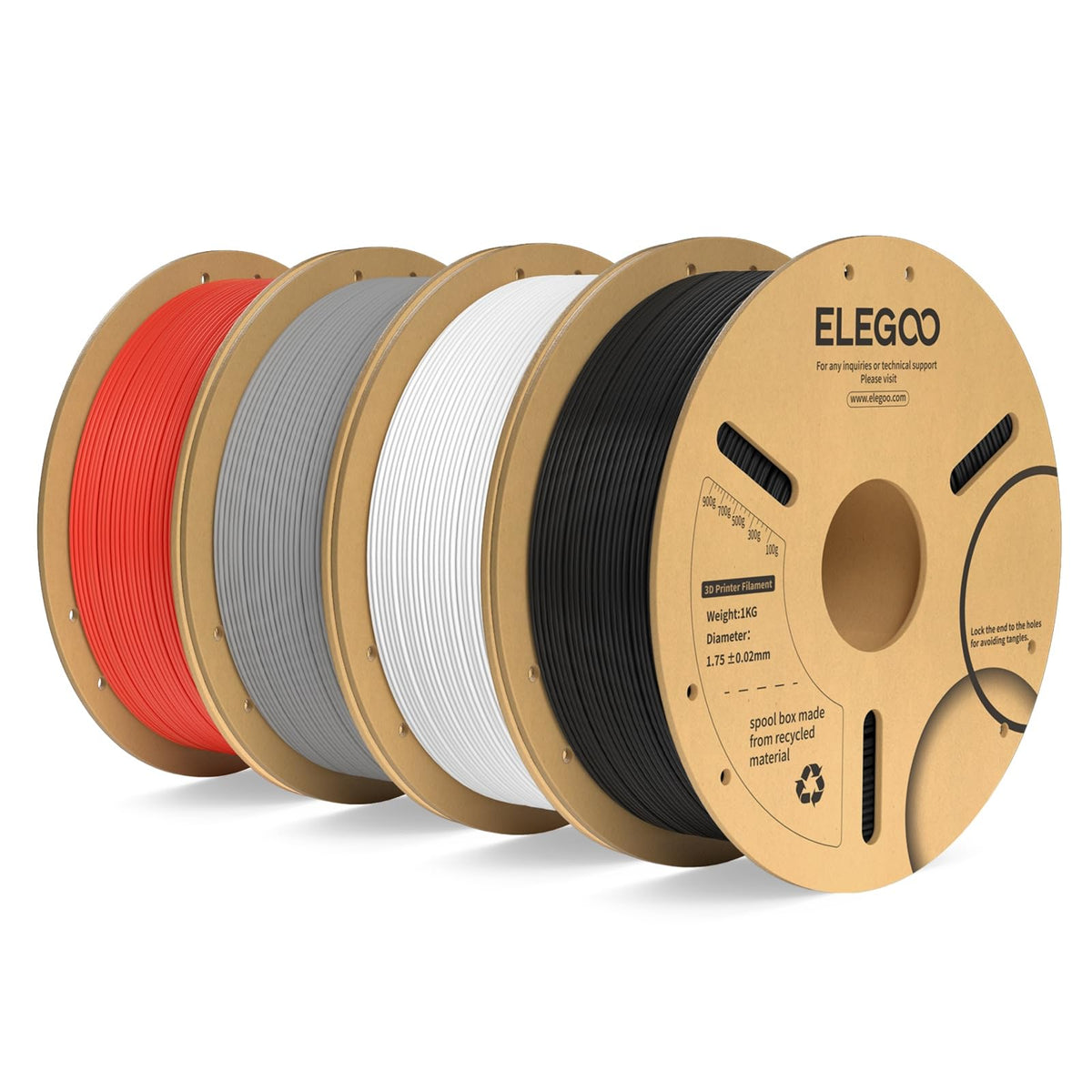 ELEGOO PLA Plus 3D Printer Filament 1.75mm White 2KG, Tougher & Stronger