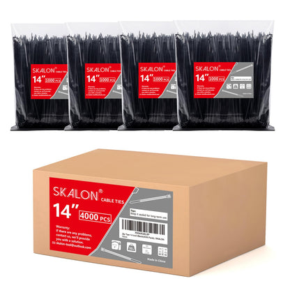 Zip Ties 8 inch (100 Pack), 40lbs Tensile Strength, Black Cable Ties, Wire Ties for indoor and outdoor use, by Skalon