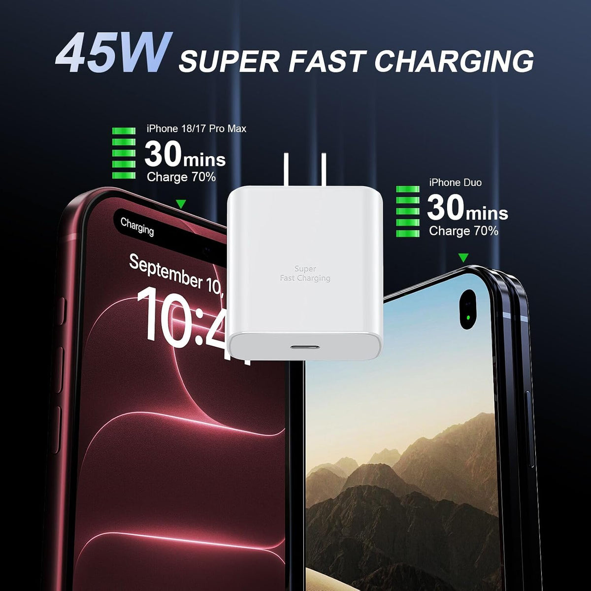 Phone 18 17 Pro Max Charger Fast Charging 45W USBC Phone Duo Fast Charger