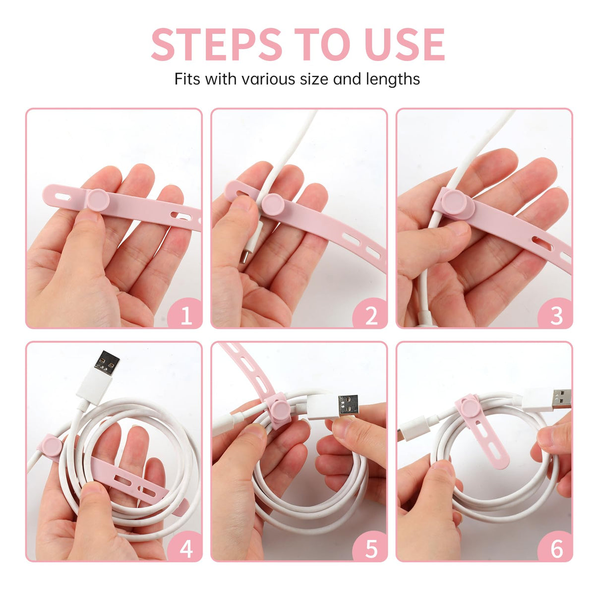 25 Pcs Silicone Cable Ties, Cable Ties Reusable, High Elasticity Cord Wraps for Electrical Cords, Cord Organizer for Earphone, Phone Charger(White)