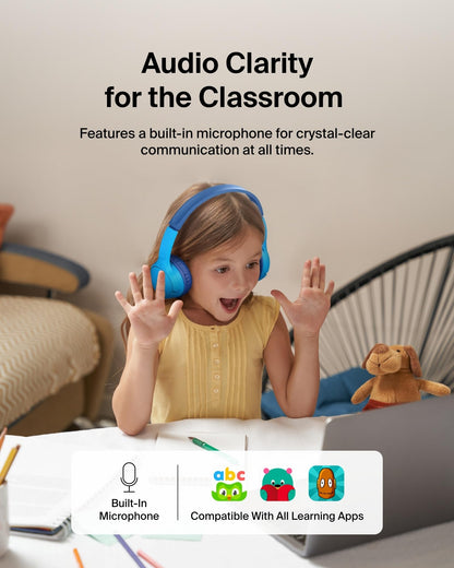 Belkin SoundForm Mini Kids Headphones, Wireless&Wired, 30H Playime, School