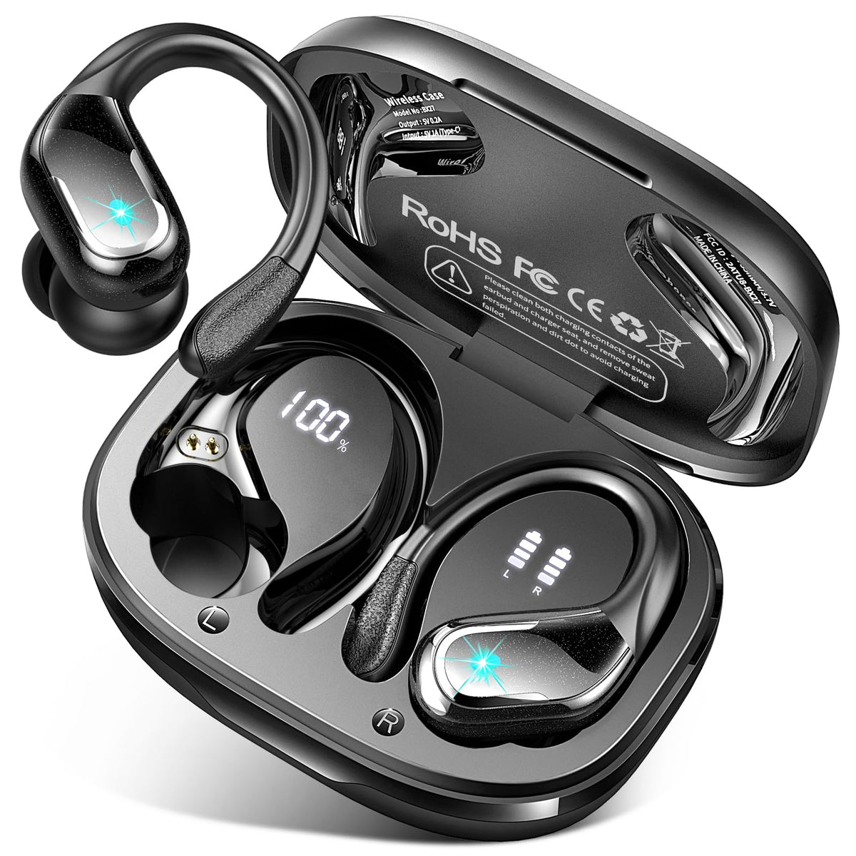 Wireless Earbuds Sports, 75Hrs Bluetooth 5.4 Headphones, Bass Hi-Fi Stereo