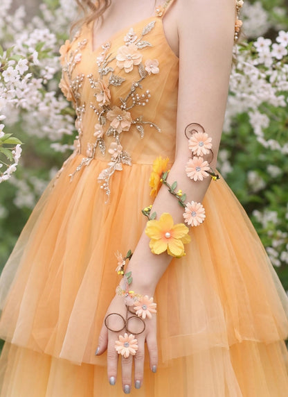 FRESHME Renaissance Fairy Floral Arm Wrap - 1 PC Elf Bracelet Mother Nature Costume Poison Ivy Costume Renfaire Accessories