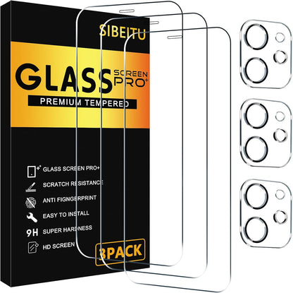 SIBEITU 3+3 Pack Screen Protector + Camera Lens Protector for iPhone 14 Pro