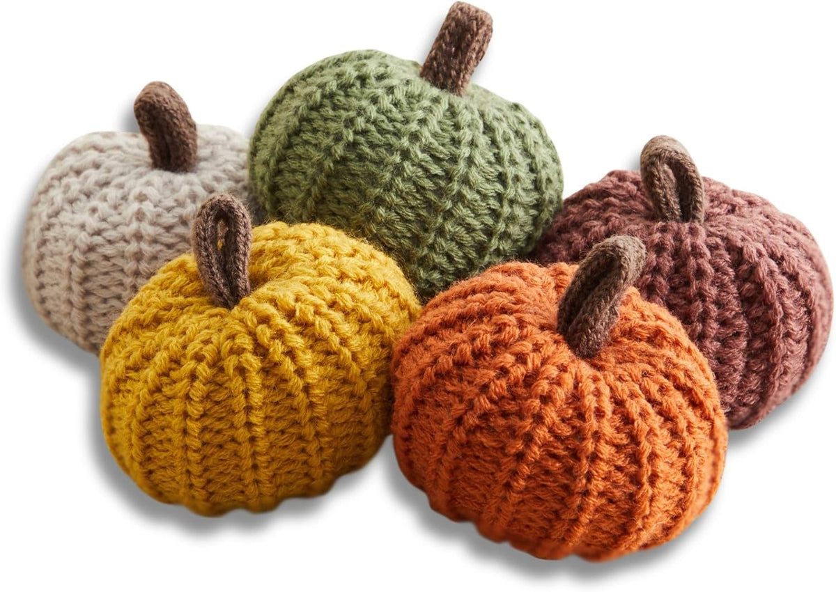 Mini Knit Pumpkins Set of 5, Fall Décor (Autumn Set)
